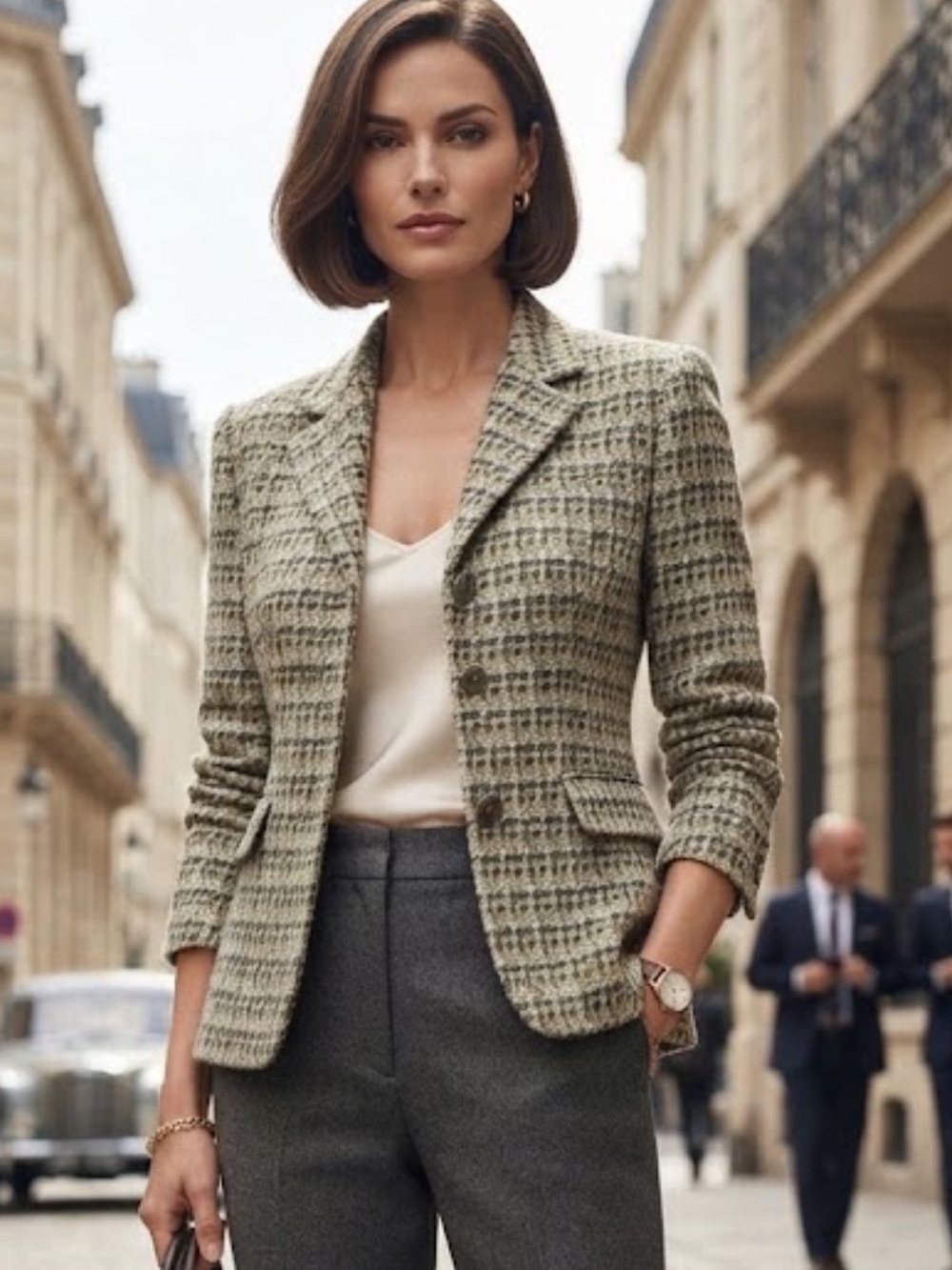 Vintage Talbots Textured Geometric Wool Blend Blazer Italian Fabric